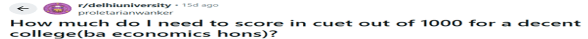 CUET DU Cutoff for BA Economics for EWS Category