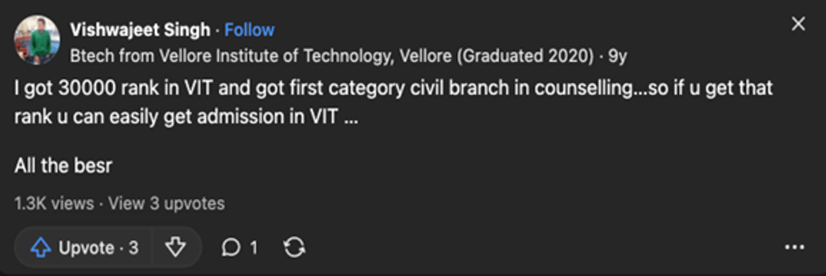 VITEEE Civil Engineering (CE) Cutoff 2026 for VIT Vellore