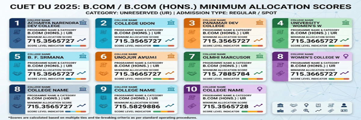 CUET DU Cutoff for BCom for General Category