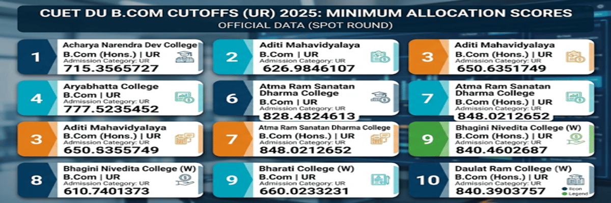 CUET DU Cutoff for BCom for General Category