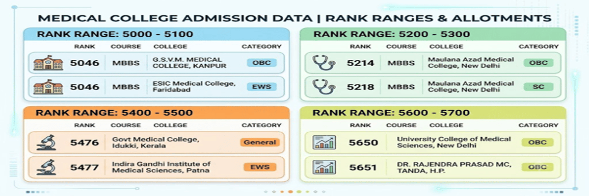 5000 Rank in NEET Marks: Check 5100, 5500, 5900 Rank vs Marks