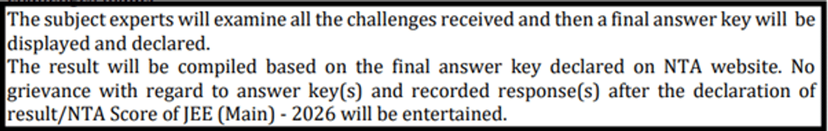 JEE Main 2026 Response Sheet