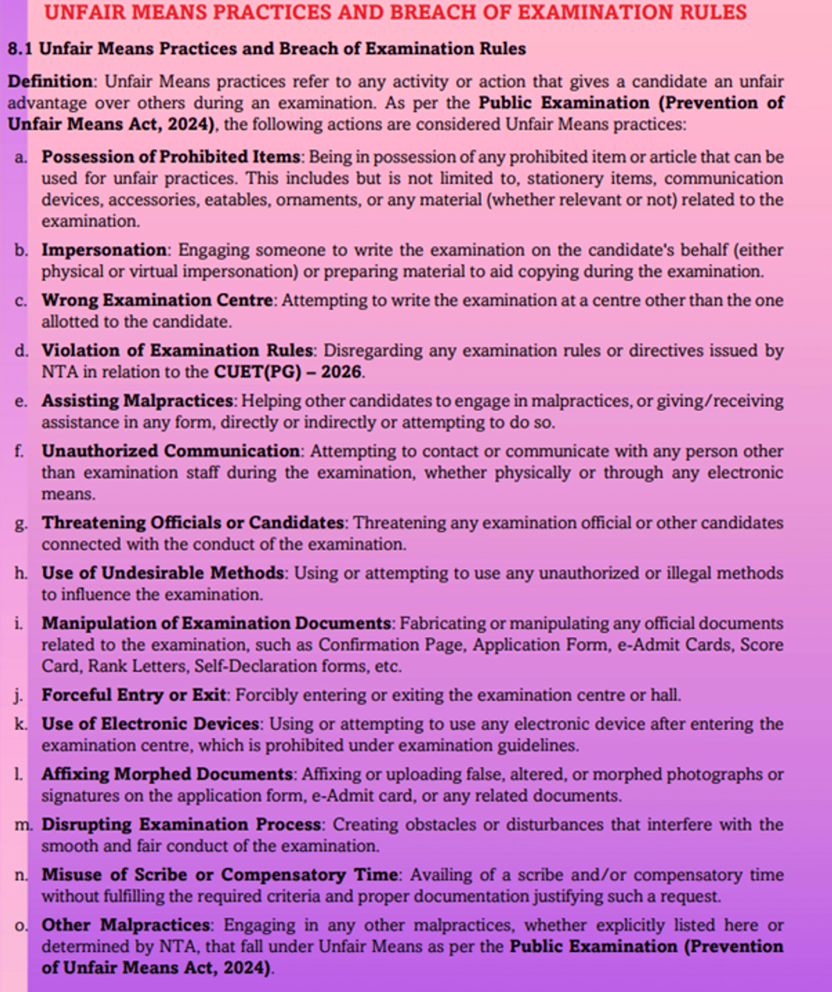CUET Exam Day Guidelines: Items Allowed and Prohibited Inside the Exam Center