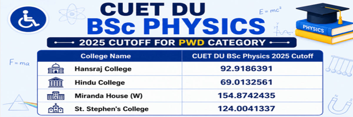 CUET DU Cutoff for BSc Physics for PWD Category