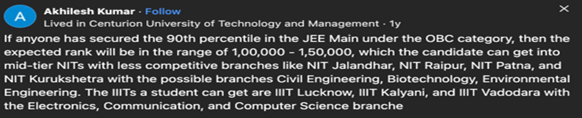 List of Government Colleges for 85-90 Percentile in JEE Main