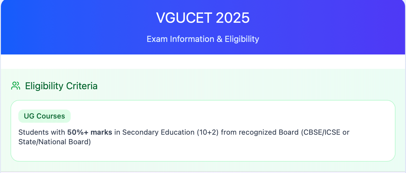 VGUCET Eligibility