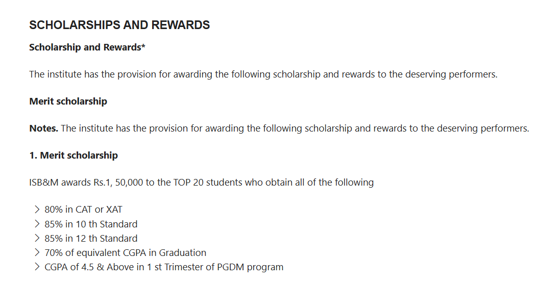 ISBM PGDM Scholarship