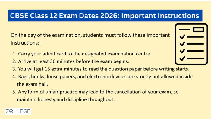 CBSE Class 12 Exam Day Guideline