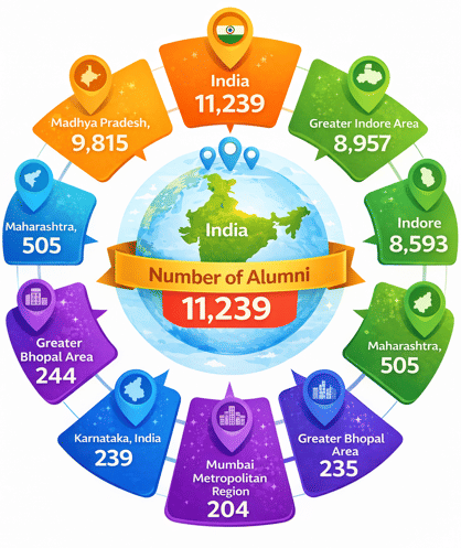 Medi Caps University Location-wise Alumni Stats 2025