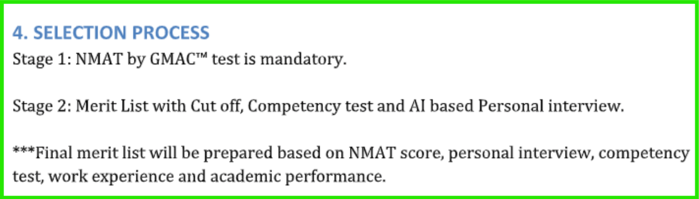 NMIMS NMAT selection process
