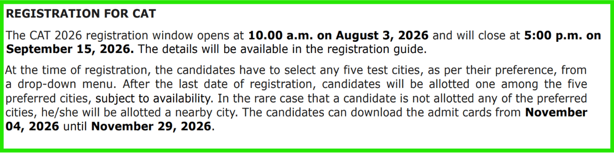 CAT 2026 registration
