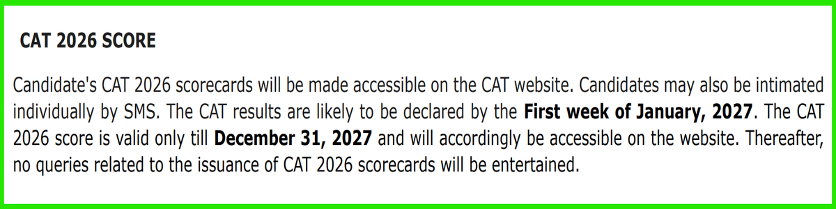 CAT result date 2026