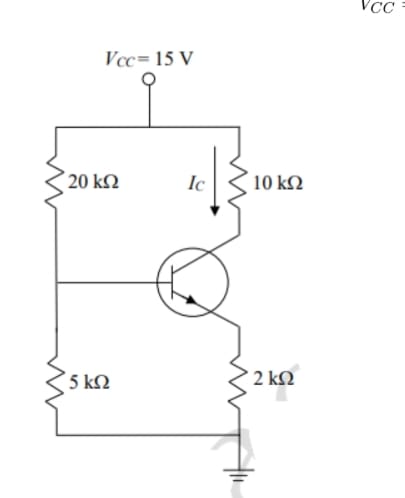 transistor (β = 100, VBE = 0.7 V) is connected