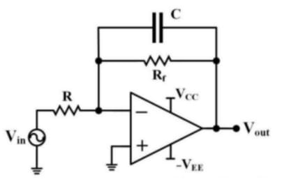 an op-amp circuit with feedback resistor and capacitor