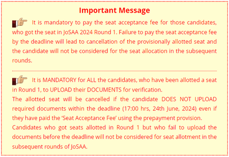 Official JoSAA statement
