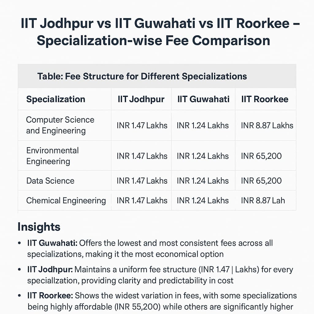 IIT Jodhpur vs IIT Guwahati vs IIT Roorkee