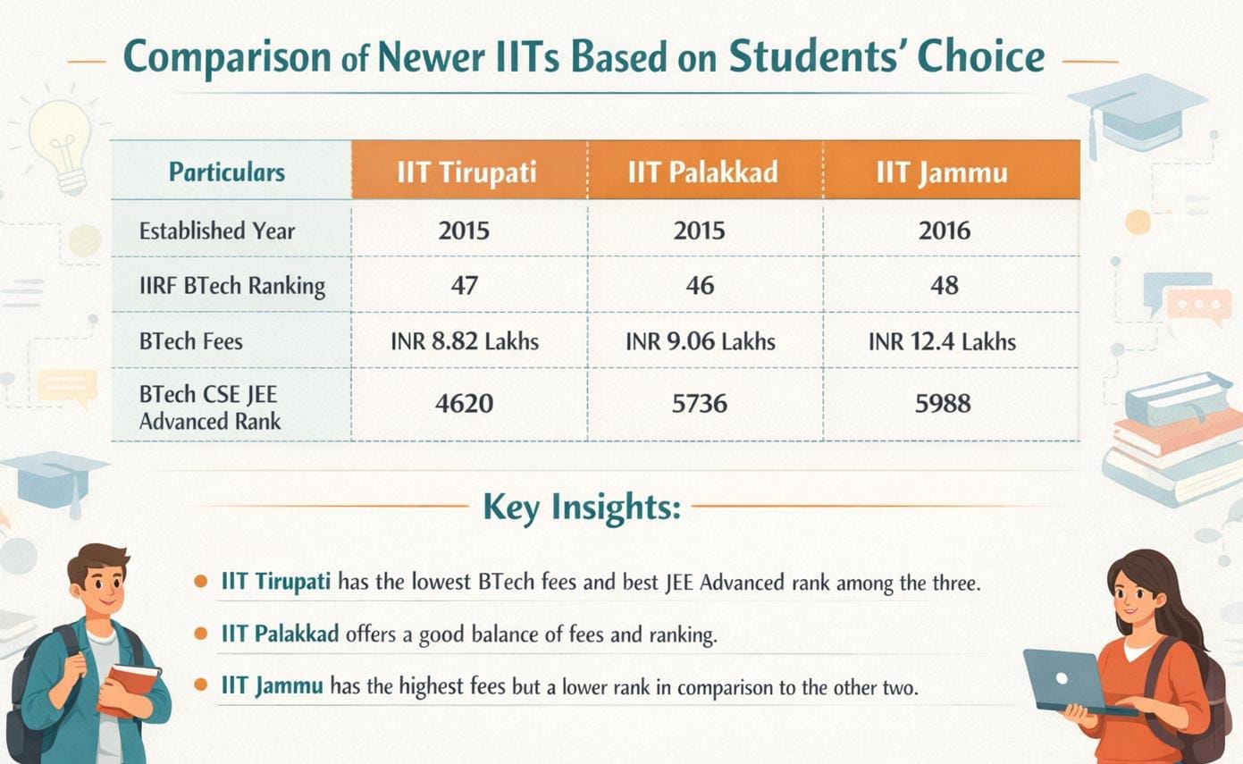 IIT Tirupati vs IIT Palakkad vs IIT Jammu