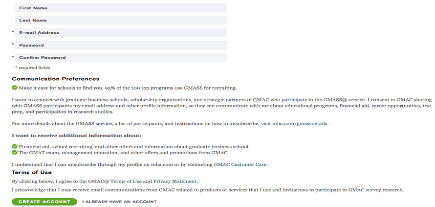 official GMAT website