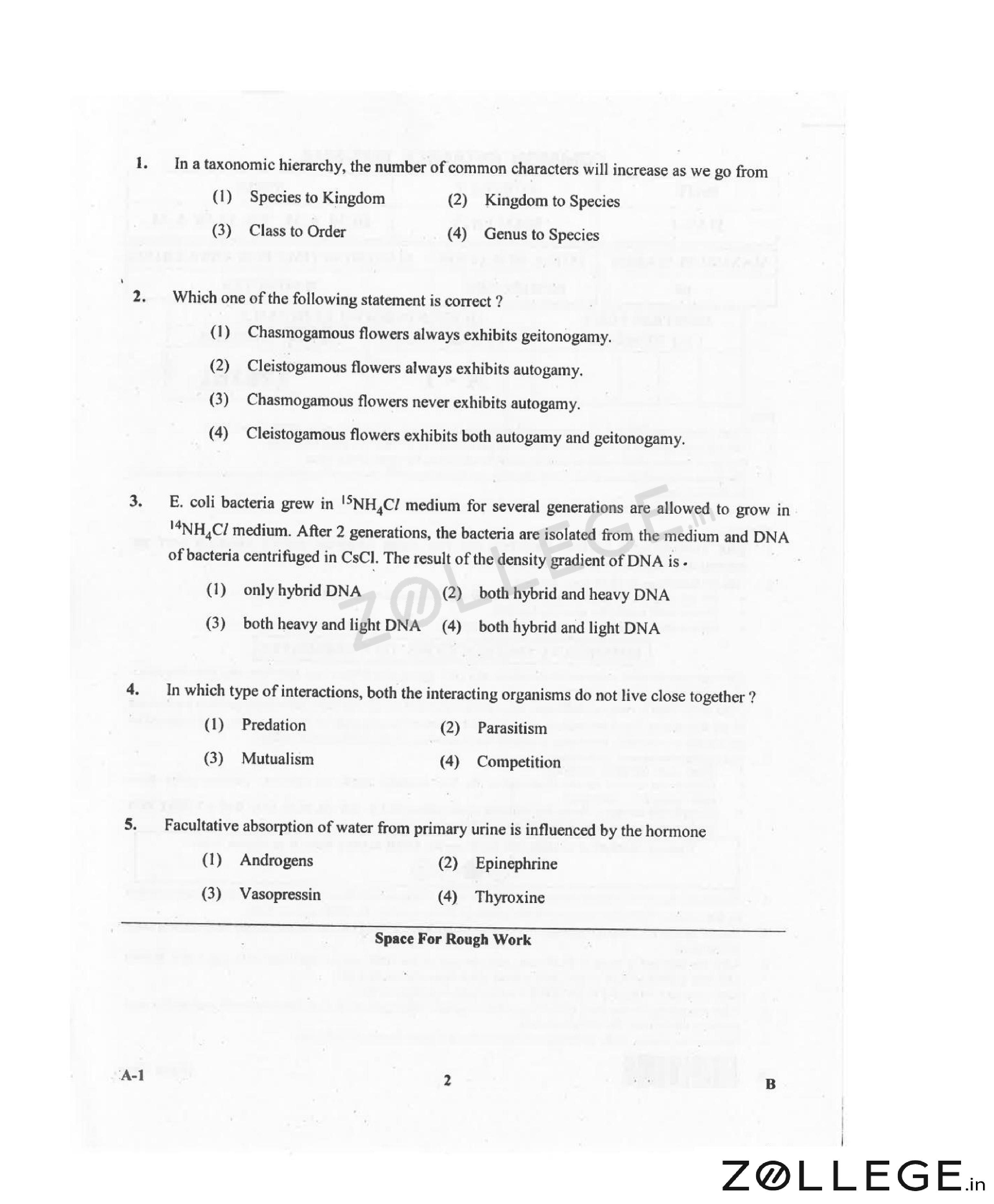 KCET 2016 Question Paper with Answer Key PDF for Biology May 4