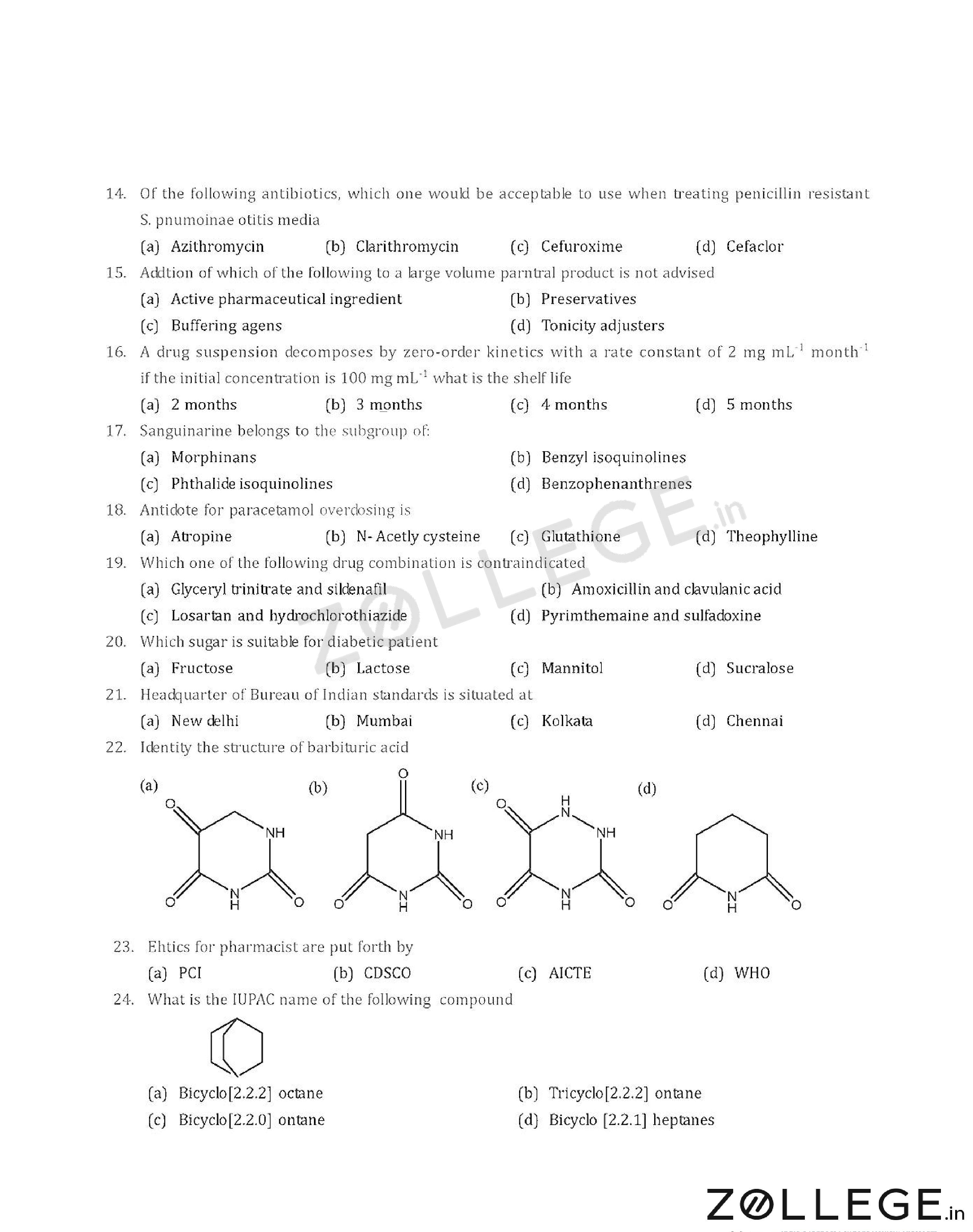 GPAT 2014 Question Paper with Answer Key PDF for February 25