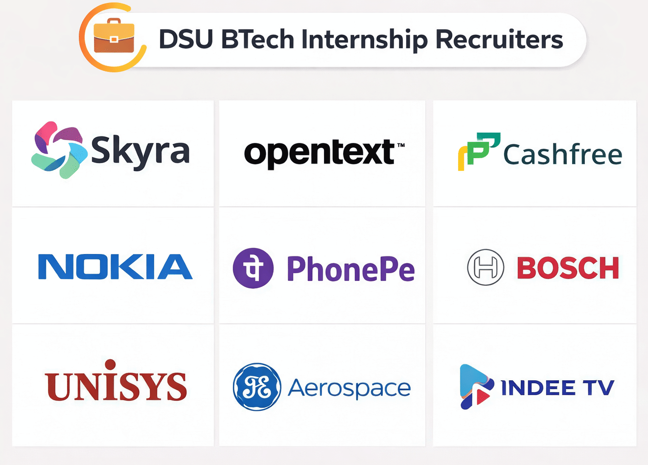 DSU BTech Internship recruiters