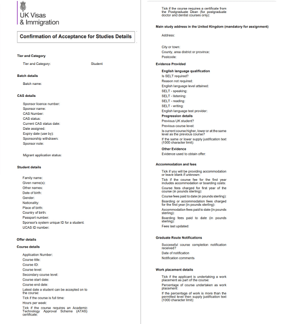 Cas Letter Uk Requirements