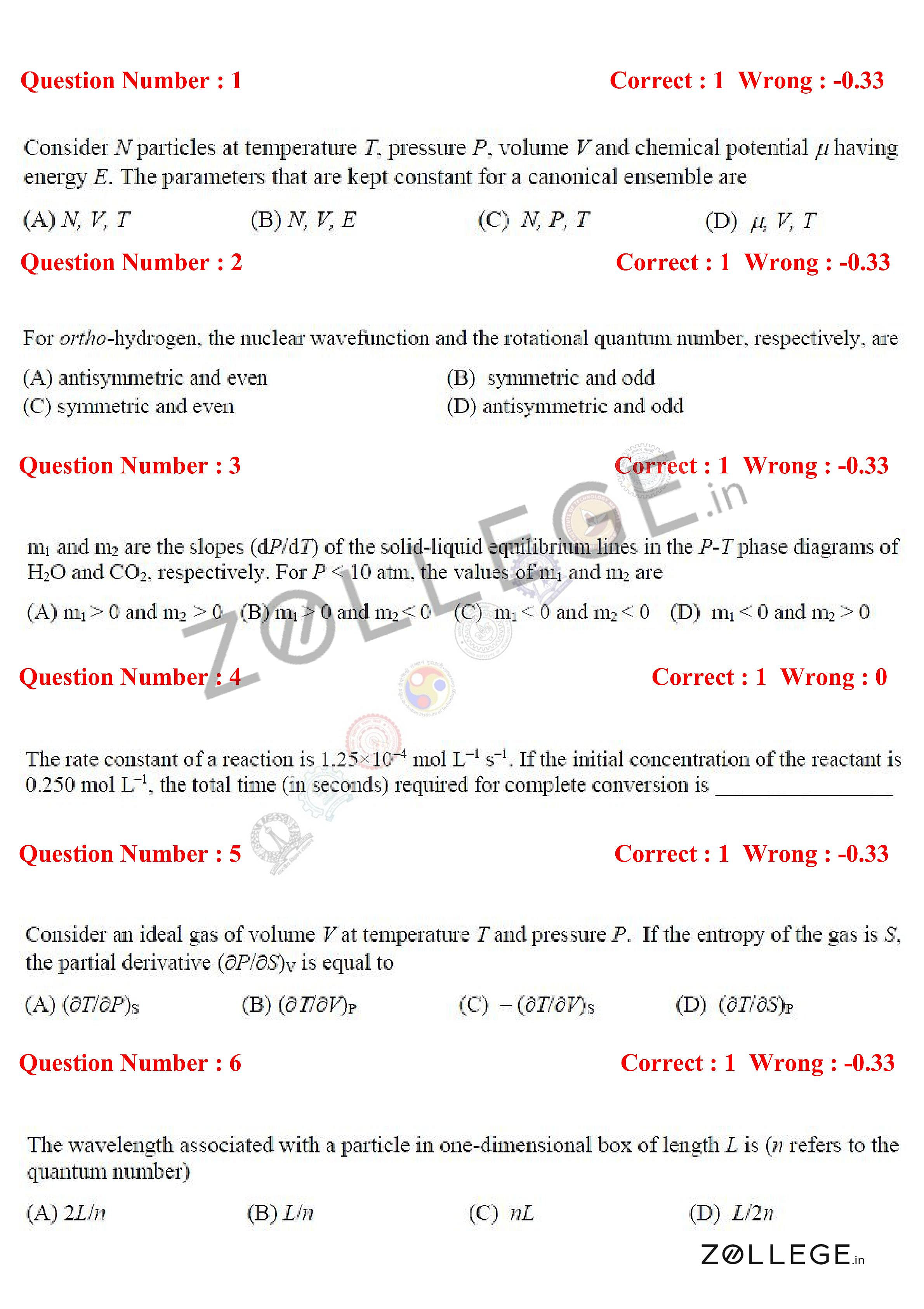 GATE 2017 Question Paper with Answer Key PDF for Chemistry