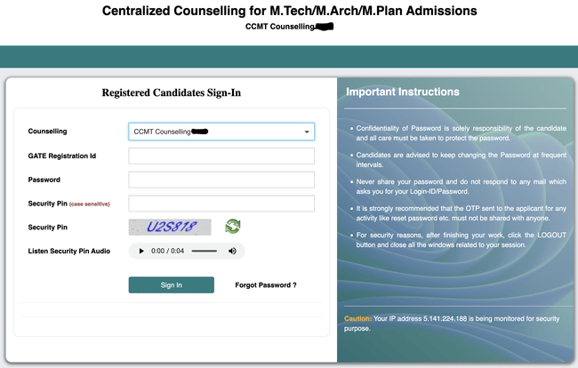 CCMT Application form 2025