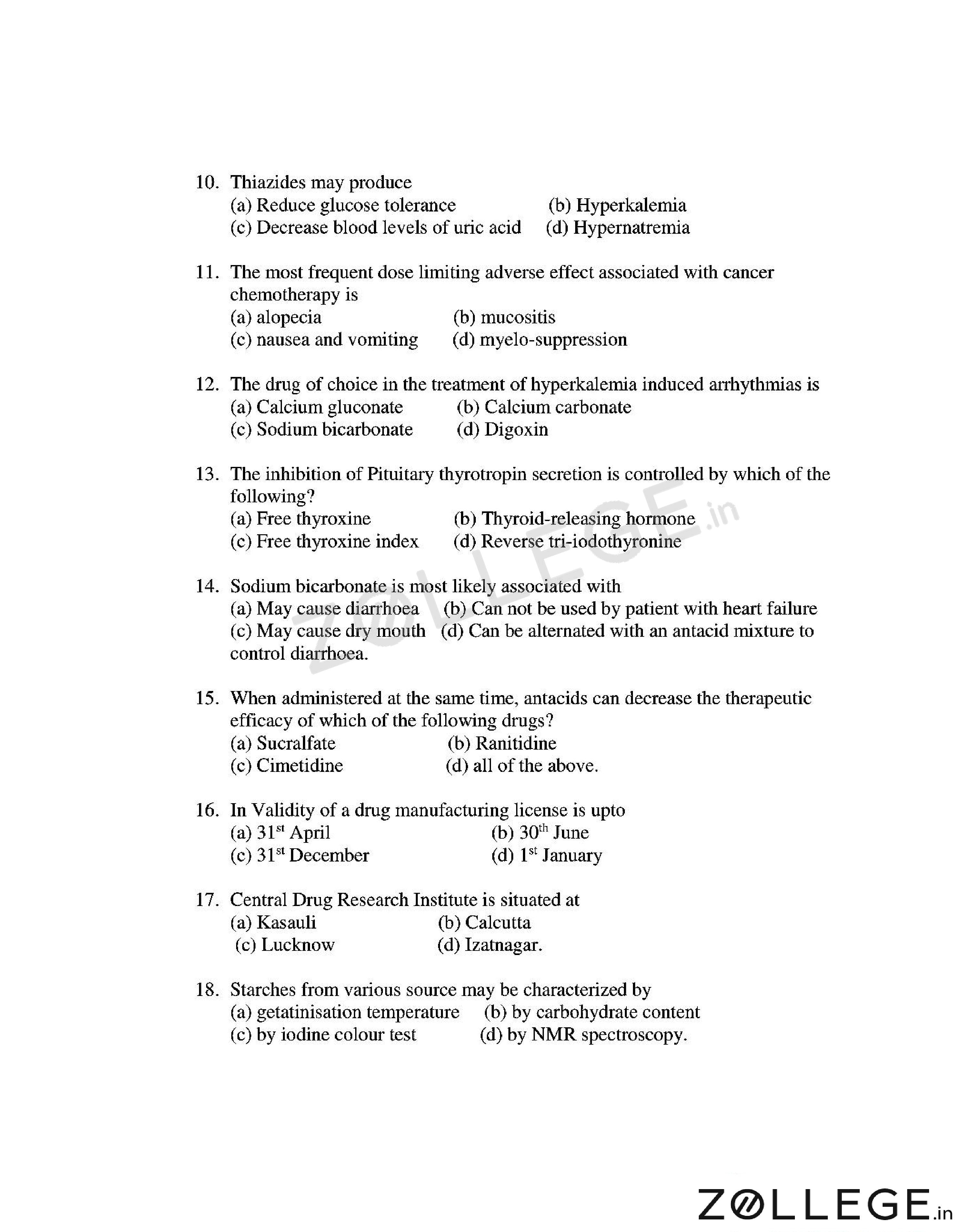 OJEE 2017 Question Paper with Answer Key PDF for B.Pharma Lateral