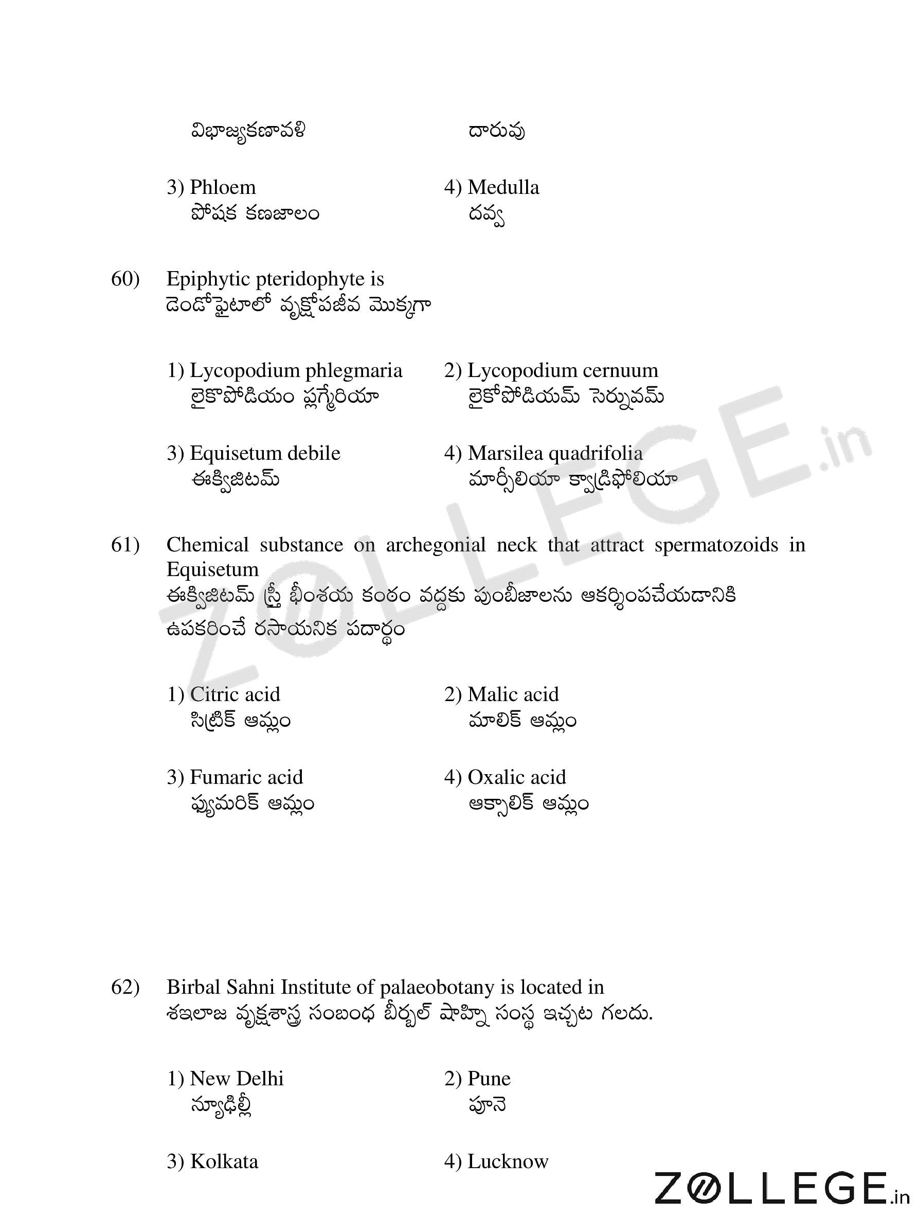 AP EDCET 2017 Question Paper with Answer Key PDF for Botany April 19