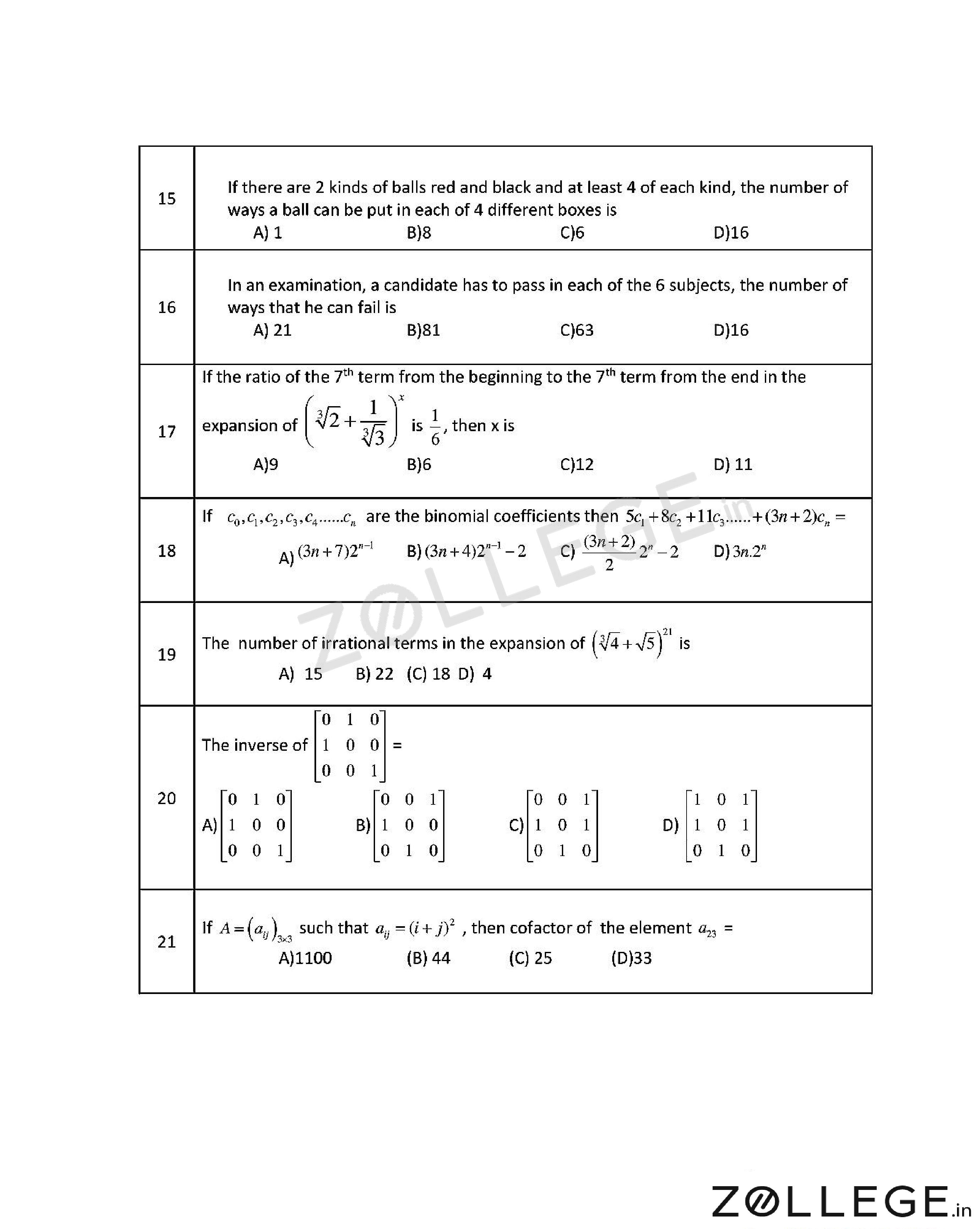 OJEE 2017 Question Paper with Answer Key PDF for MCA Lateral Entry