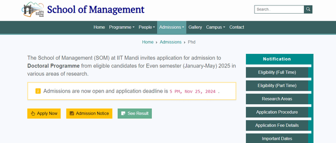 Admission Notice
