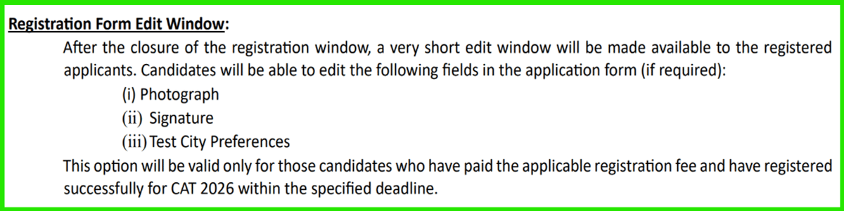 Which Fields Can Be Edited in CAT 2026 Application Form?