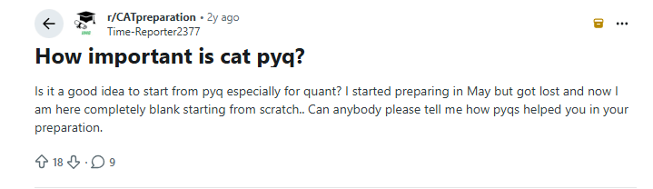 Roadmap for CAT Previous Years' Question Papers-Reddit