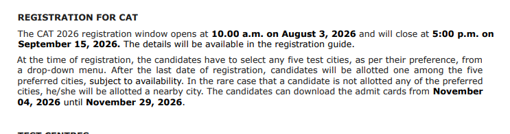 IIM Indore CAT 2026 Dates Overview