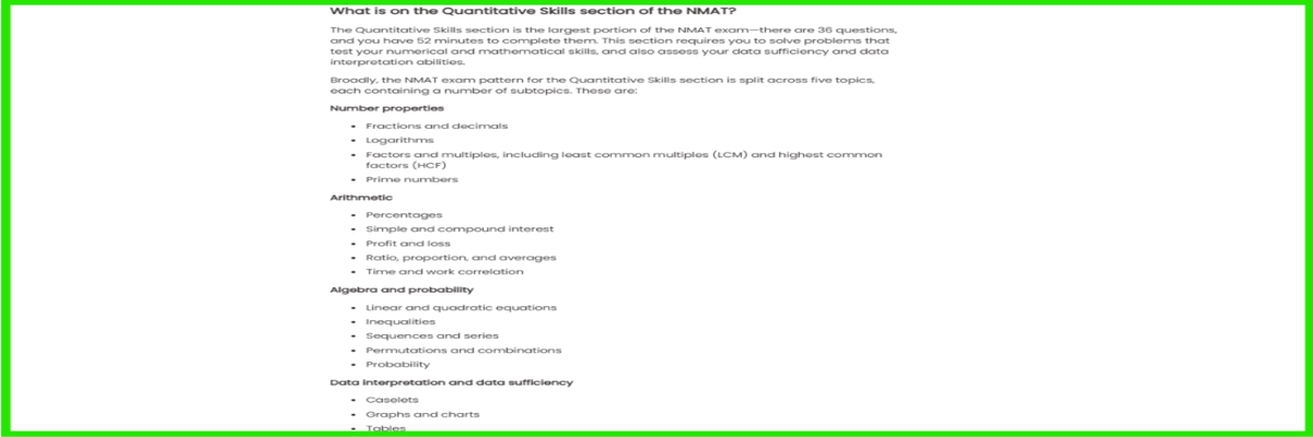 NMAT Syllabus for Quantitative Skills