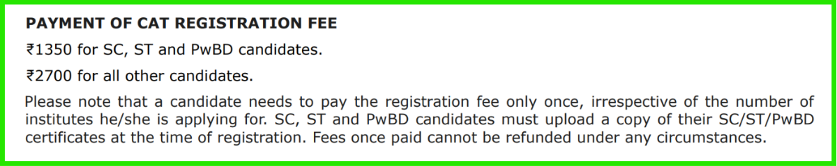 CAT 2026 Application Fee Payment Last Date