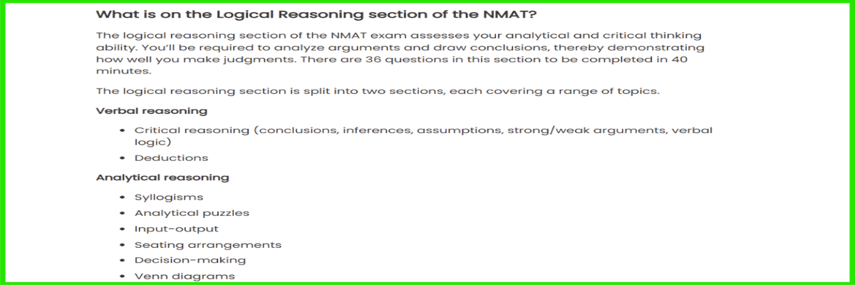 NMAT Syllabus for Logical Reasoning